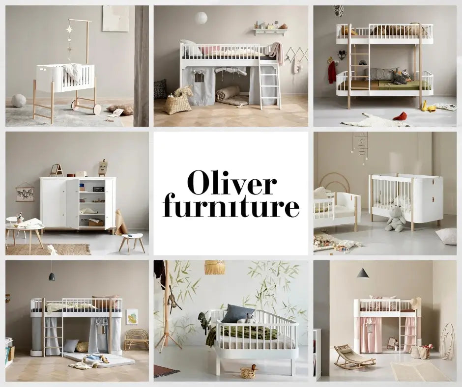 Collage of Oliver furniture products on Little Snoozes' brand page