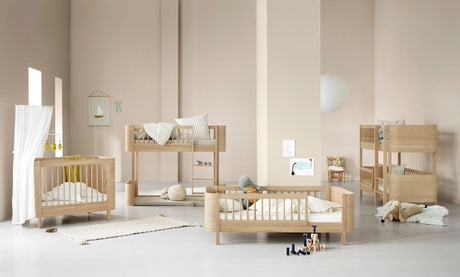 Oliver Furniture's new Mini+ range in oak on the Little Snoozes homepage