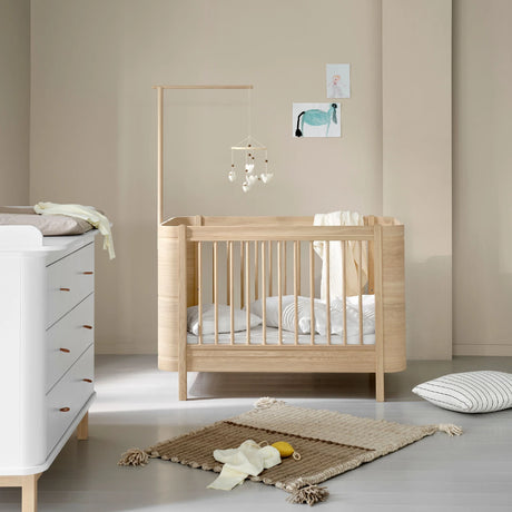 FREE Installation - Oliver Furniture Wood Mini+ Cot Bed Excluding Junior Kit in Oak - Little Snoozes