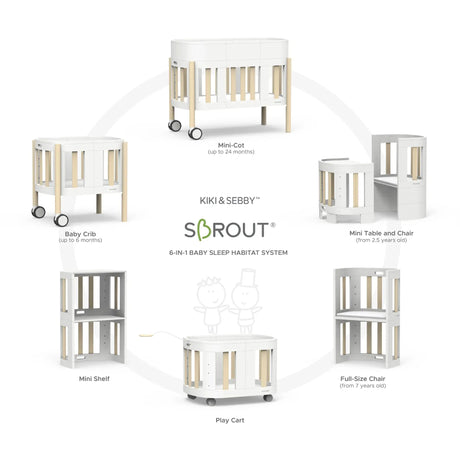 SBROUT® 6-In-1 Multifunctional Baby Crib & Cot Bundle in White - Little Snoozes