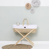 Knitted Moses Basket and Mattress in White - Little Snoozes