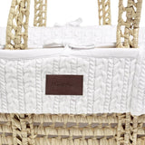 Knitted Moses Basket and Mattress in White - Little Snoozes