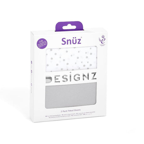 Snuz 2 Pack Crib Fitted Sheets - Grey Spot - Little Snoozes