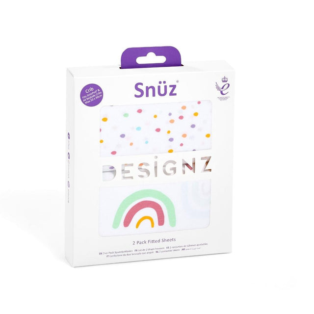 Snuz 2 Pack Crib Fitted Sheets - Rainbow - Little Snoozes