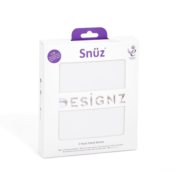 Snuz 2 Pack Crib Fitted Sheets - White - Little Snoozes