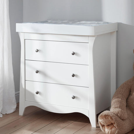 Clara Nursery 3 Drawer Dresser & Changer in White  - Little Snoozes