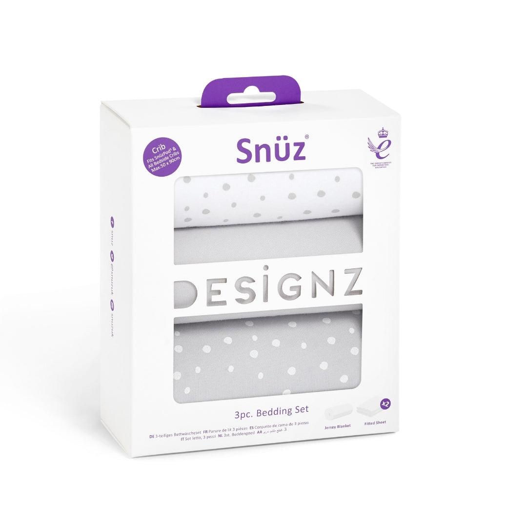 Snüz 3 Piece Crib Bedding Set – Grey Spot In Grey - Little Snoozes