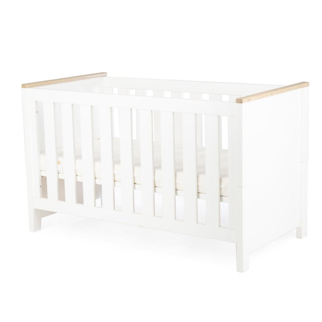 Aylesbury 2 Piece Nursery Furniture Set (Cot Bed & Dresser) In White & Ash - Little Snoozes