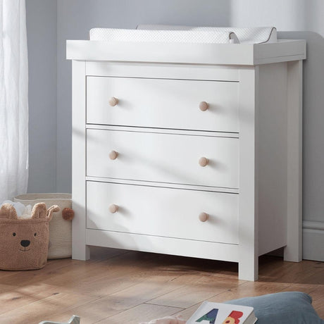 Aylesbury 3 Drawer Dresser & Changer In White & Ash - Little Snoozes
