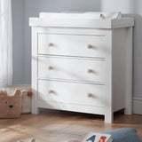 Aylesbury 3 Piece Nursery Furniture Set. Cot Bed, Drawers, Double Wardrobe - White & Ash - Little Snoozes