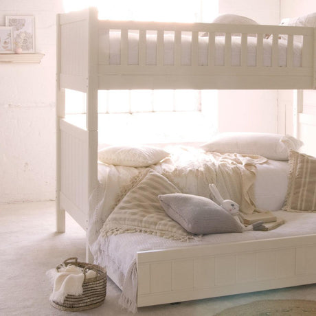 Little Folks Furniture Fargo Bunk Bed With Trundle In Ivory White - Little Snoozes