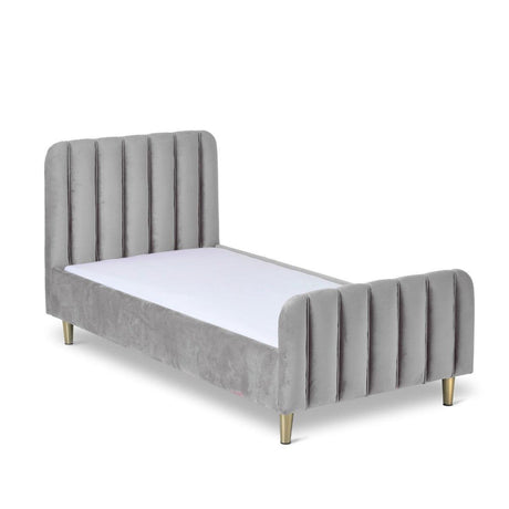 Gatsby Single Bed In Velvet Grey - Little Snoozes