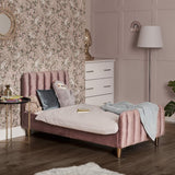 Gatsby Single Bed In Velvet Pink - Little Snoozes