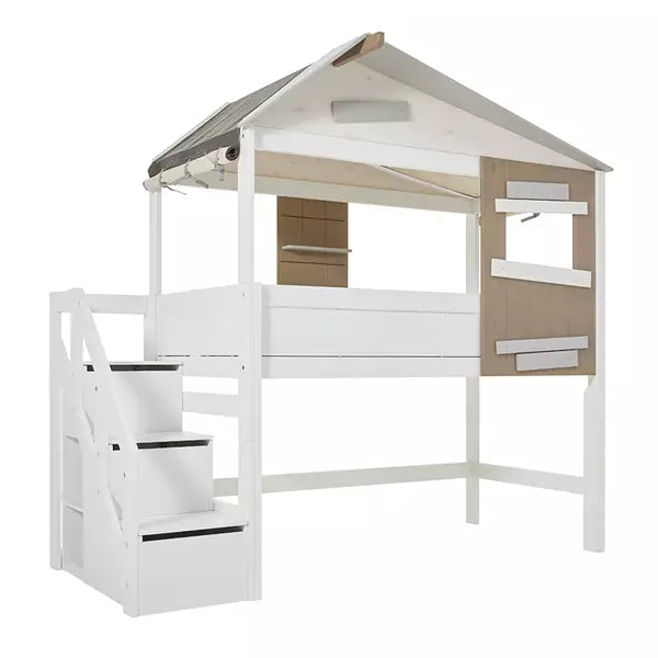 FREE Installation - LIFETIME Kidsrooms Hideout Mid Sleeper Treehouse Bed with Storage Steps. - Little Snoozes