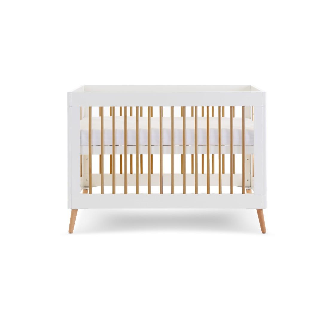 Maya Mini Cot Bed White with Natural - Little Snoozes