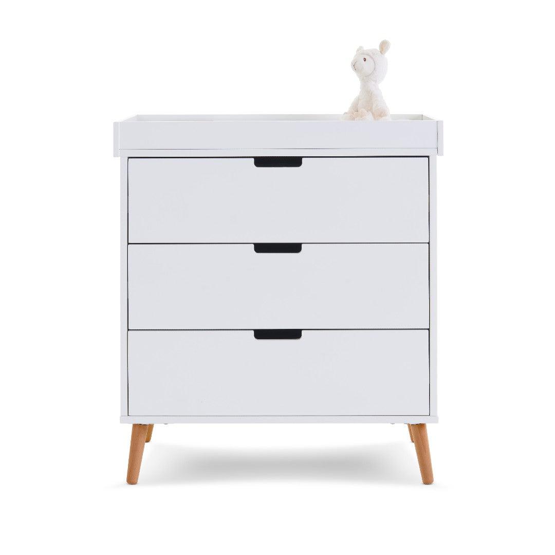 Maya Drawers and Changing Unit in White with Natural - Little Snoozes