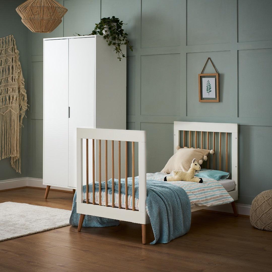Maya 2 Piece Nursery Set White with Natural - Little Snoozes