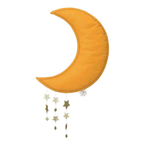 Children's Wall Hanging Moon with Stars In Ochre - Little Snoozes