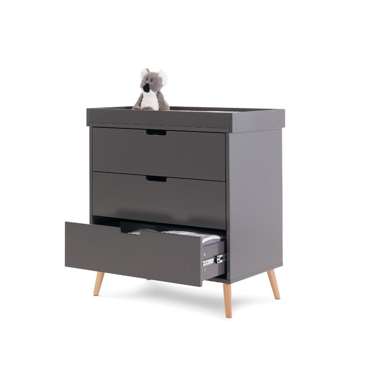 Maya Drawers and Changing Unit in Slate with Natural - Little Snoozes