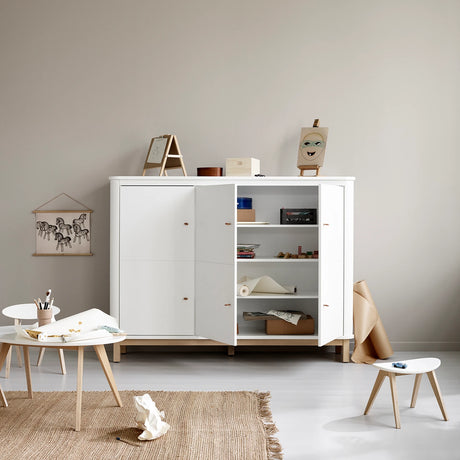 FREE Installation - Oliver Furniture Wood Multi Cupboard 3 Doors in White/Oak - Little Snoozes