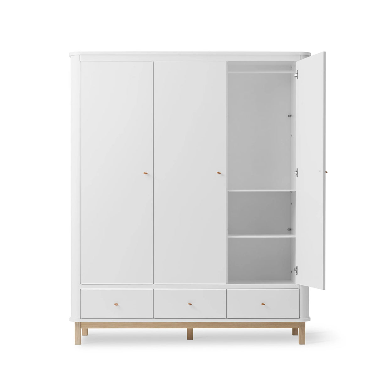 FREE Installation - Oliver Furniture Wood Wardrobe 3 Doors in White/Oak - Little Snoozes