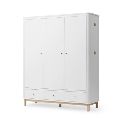 FREE Installation - Oliver Furniture Wood Wardrobe 3 Doors in White/Oak - Little Snoozes