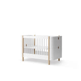 FREE Installation - Oliver Furniture Wood Mini+ Cot Bed Including Junior Kit in White/Oak - Little Snoozes