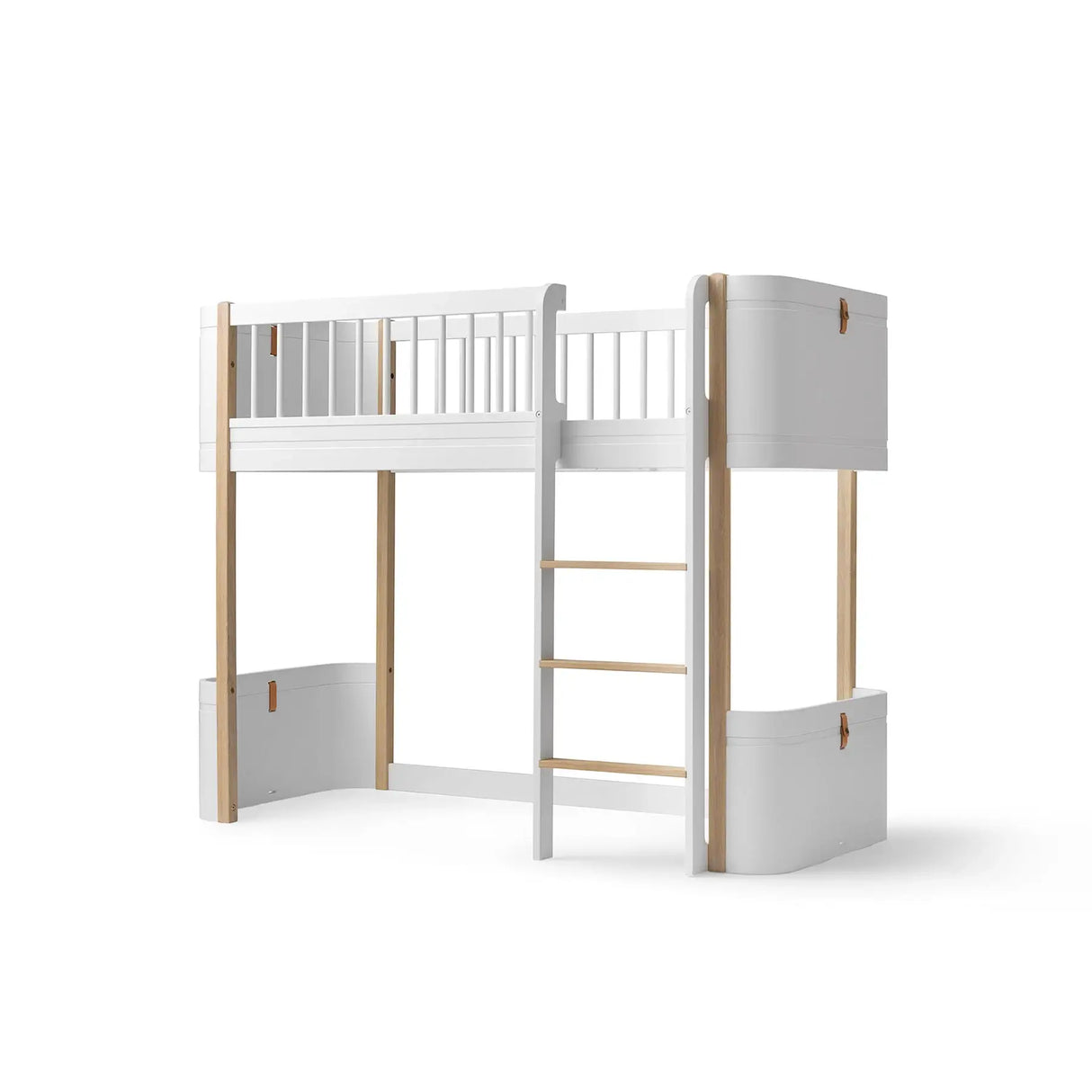 FREE Installation - Oliver Furniture Wood Mini+ Low Loft Bed in White/Oak - Little Snoozes