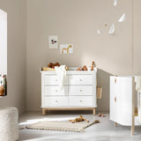 FREE Installation - Oliver Furniture Wood Dresser with 6 Drawers in White/Oak - Little Snoozes