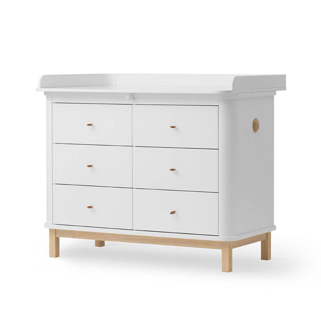 FREE Installation - Oliver Furniture Wood Dresser with 6 Drawers in White/Oak - Little Snoozes