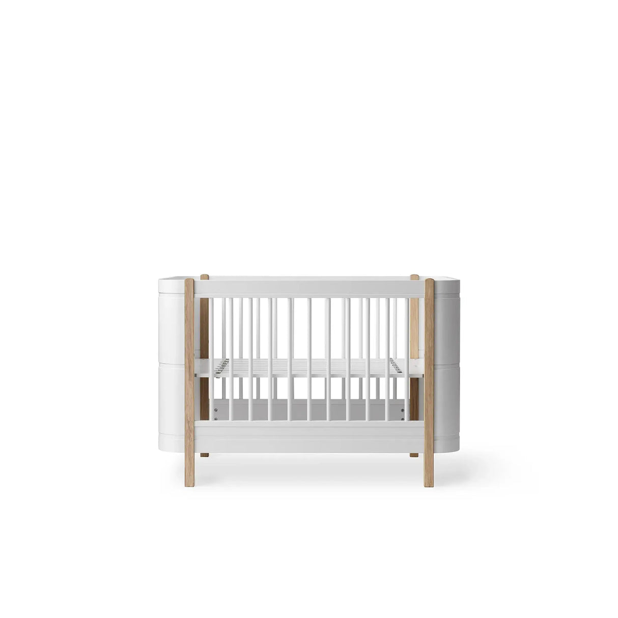 FREE Installation - Oliver Furniture Wood Mini+ Cot in White/Oak - Little Snoozes