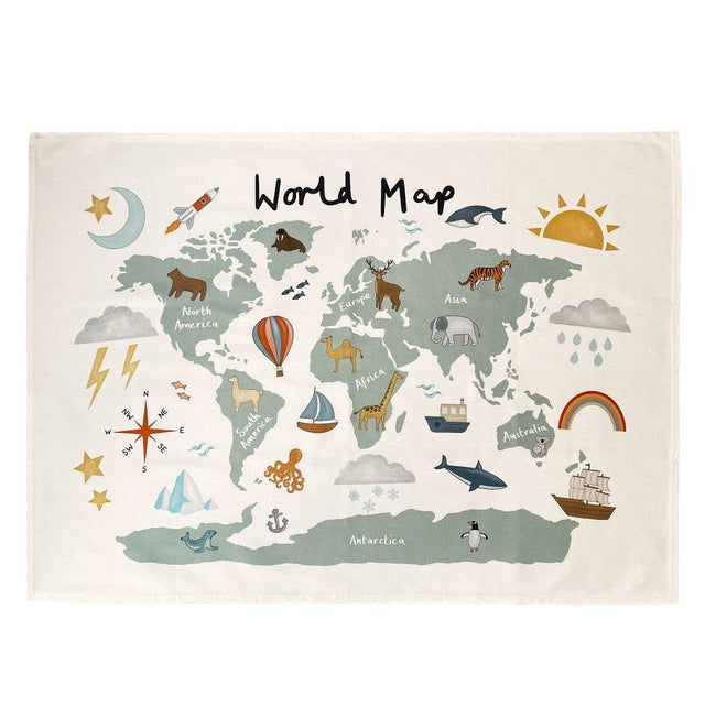 World Map Fabric Wall Hanging (Large) - Little Snoozes