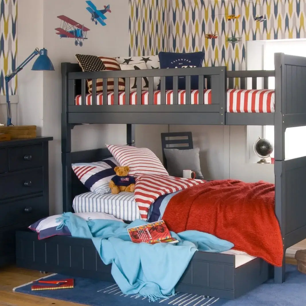 Little Folks Fargo Bunk Bed With Trundle In Painswick Blue - Little Snoozes
