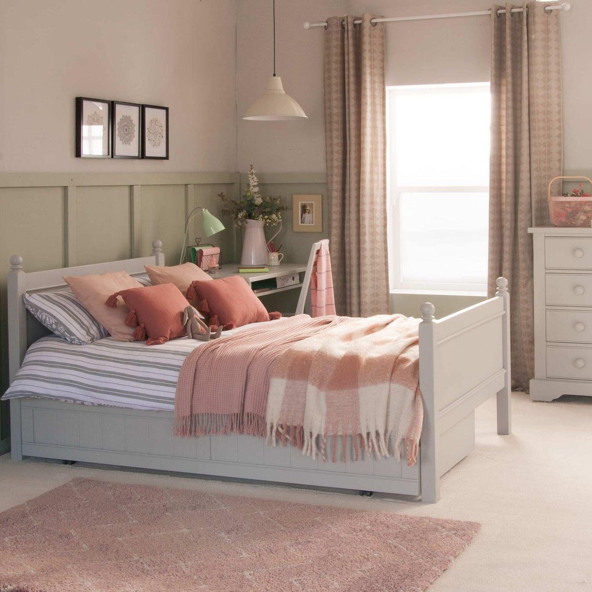 Little Folks Fargo Small Double Bed with Trundle In Farleigh Grey - Little Snoozes