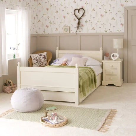 Little Folks Fargo Small Double Bed with Trundle In Ivory White - Little Snoozes