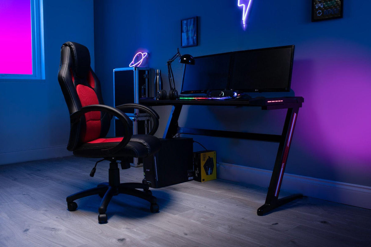 Flair Furnishings POWER A Gaming Desk With Colour Changing LED Lights - Little Snoozes