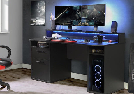 Flair Furnishings POWER Z Gaming Desk with LED Lights - Little Snoozes