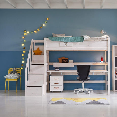 FREE Installation - LIFETIME Kidsrooms High Sleeper Desk Bed with Steps - Little Snoozes