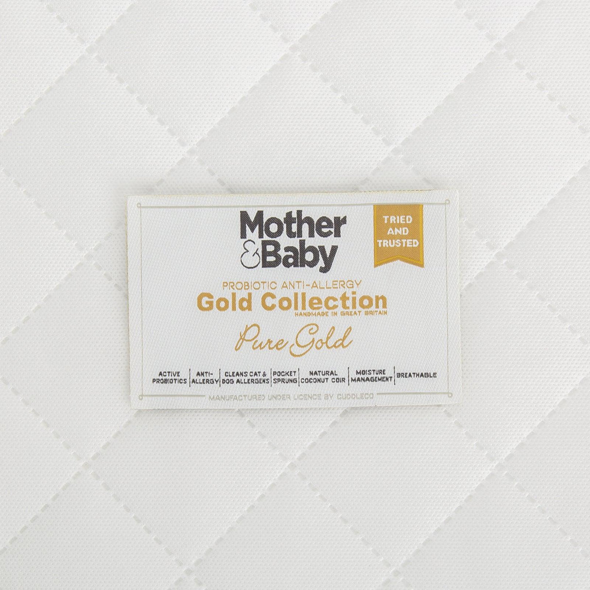 Mother & Baby Pure Gold Anti-Allergy Coir Pocket Sprung COT Mattress 60 x 120cm - Little Snoozes
