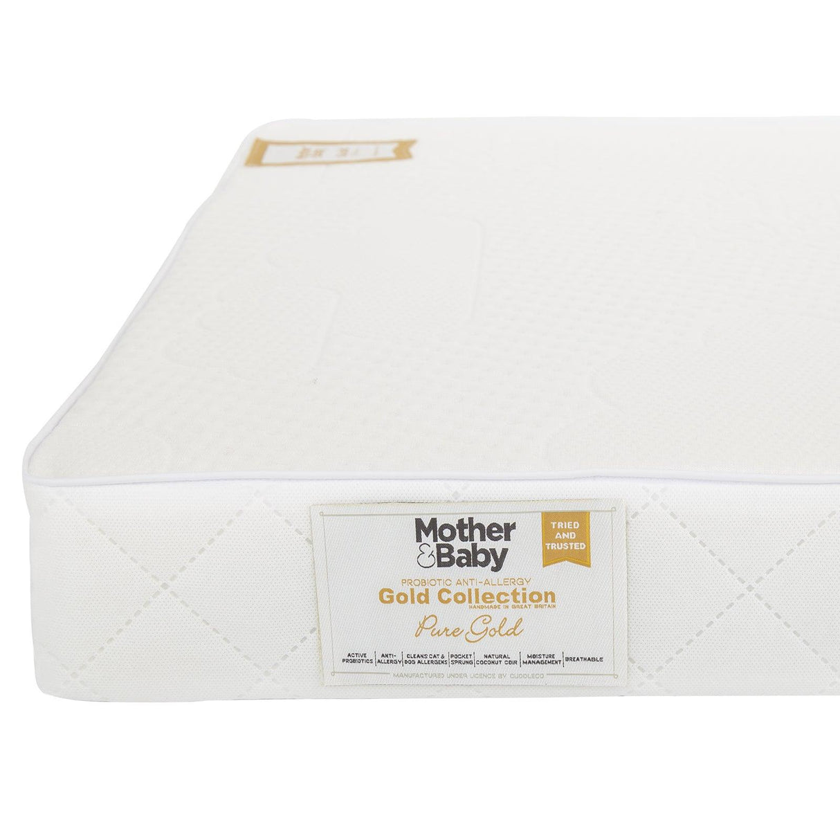 Mother & Baby Pure Gold Anti-Allergy Coir Pocket Sprung COT Mattress 60 x 120cm - Little Snoozes