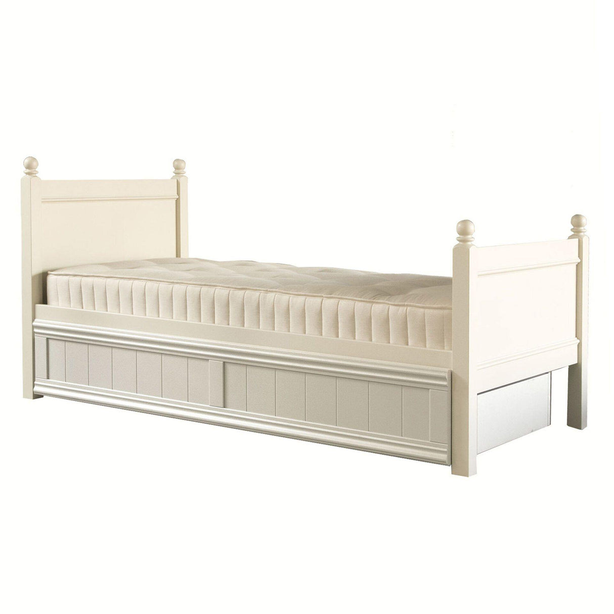 Little Folks Fargo Single Bed with Trundle In Ivory White - Little Snoozes