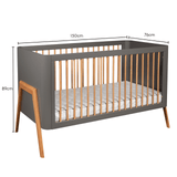 Troll Torsten COT BED & Dresser Nursery Set in Grey/Teak - Little Snoozes